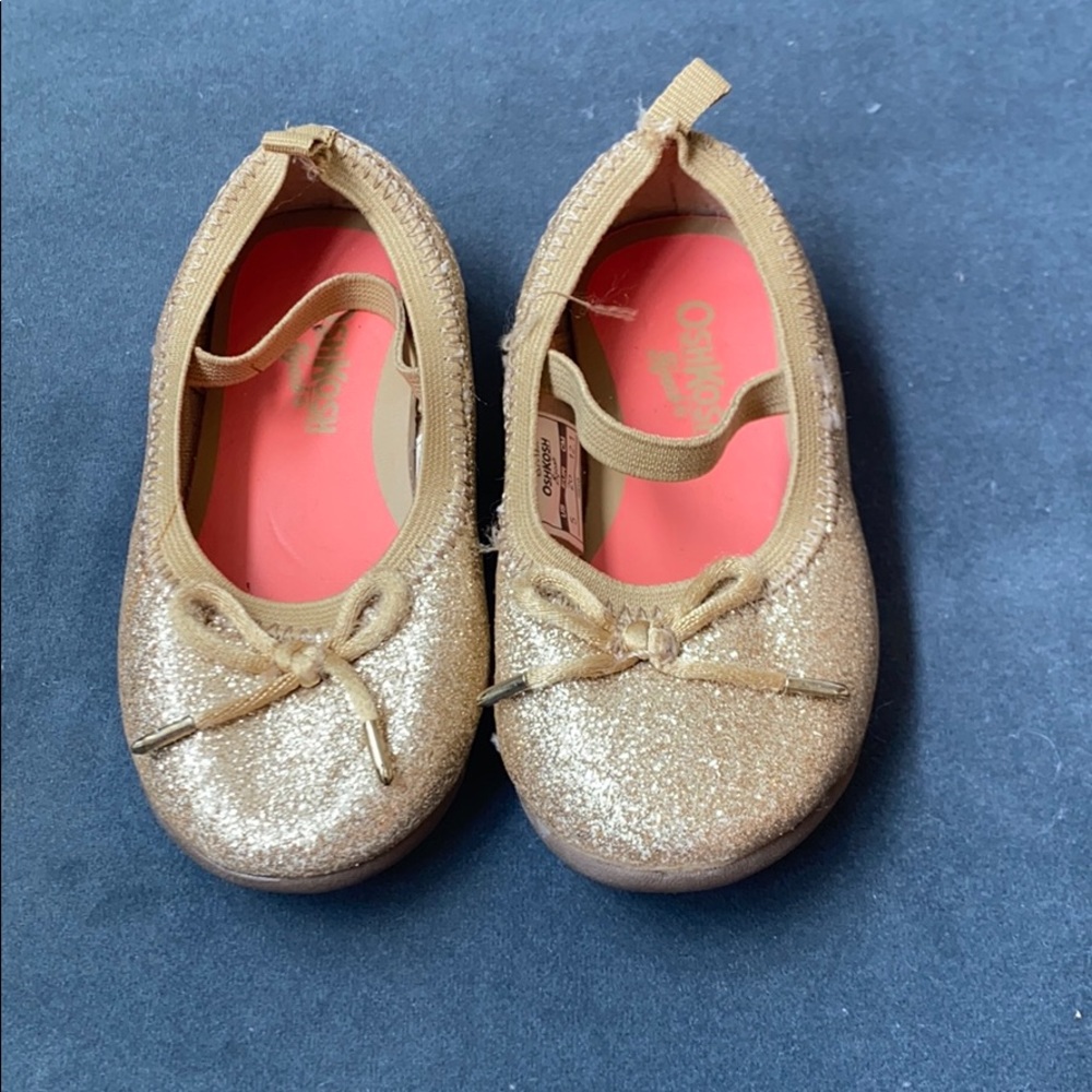 Gold Glitter OshKosh Slip On with Bow.